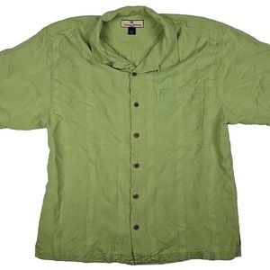 Tommy Bahama Silk Shirt Mens Large Floral Hawaiian Button Up Camp Outdoors